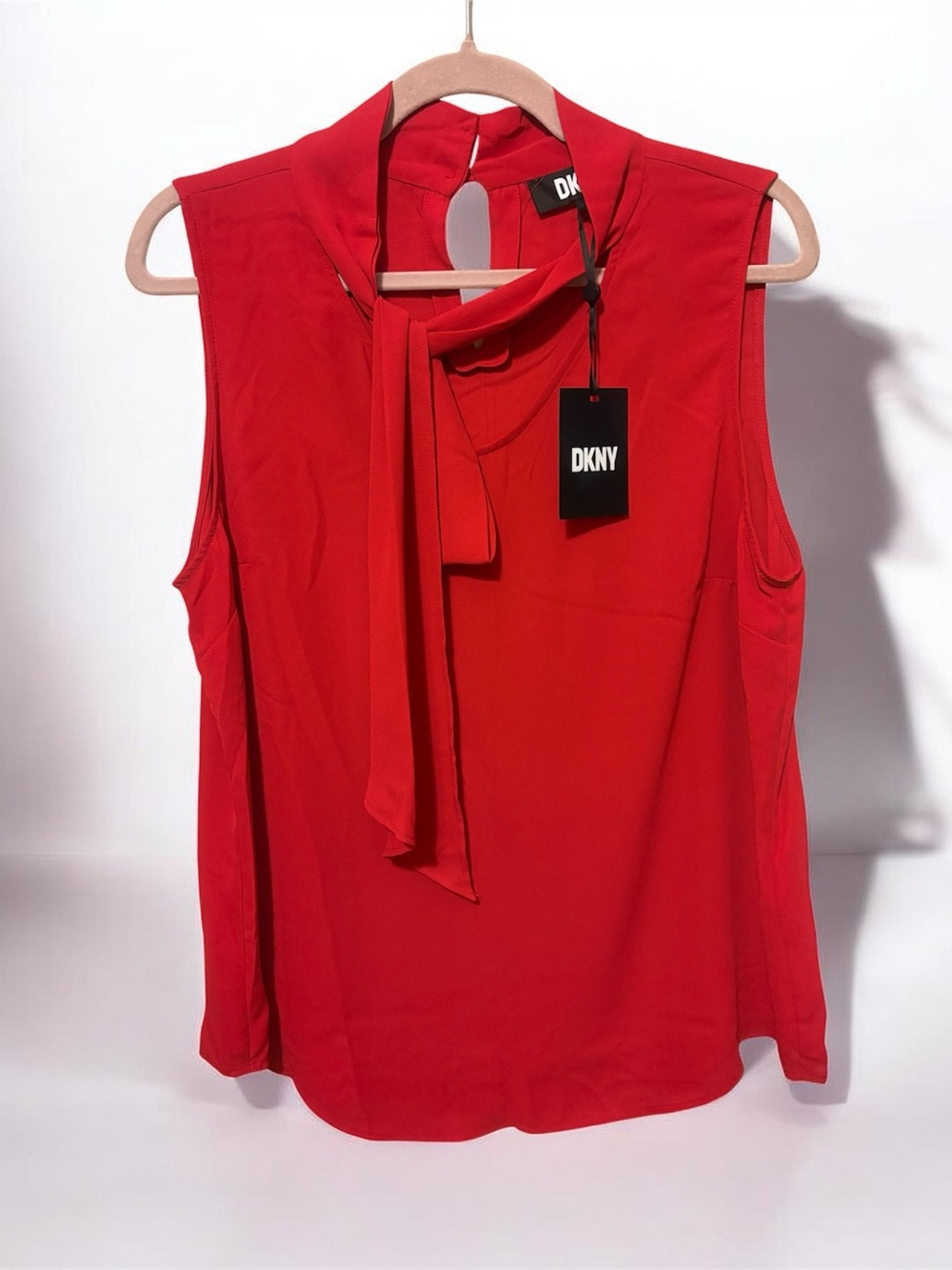 DKNY Red Sleeveless Tie-Neck Camisole